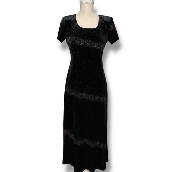 Jessica Howard Maxi Dress Petite Small Black with Sparkle - Picture 1 of 6